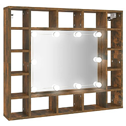 Helloshop26 Armoire à miroir avec led 91 x 15 x 76,5 cm chêne fumé 02_0006664