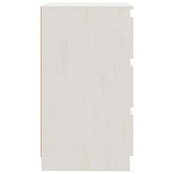 Maison Chic Table de chevet,Table de nuit,Table d'appoint pour salon Blanc 60x36x64 cm Bois de pin massif -MN50540 pas cher