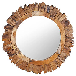 Maison Chic Miroir mural | Miroir Décoration pour Maison Salle de Bain 60 cm Teck Rond -GKD28156