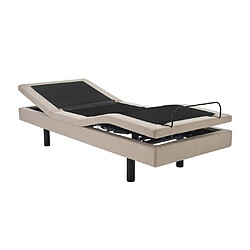 Acheter Vente-Unique Lit électrique de relaxation déco + matelas ressorts ensachés et mémoire de forme - 80 x 200 cm - Tissu - Beige - RIZALI de DREAMEA