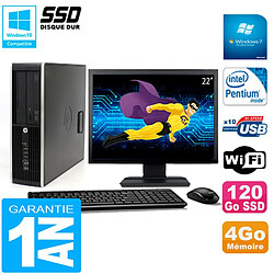 PC HP Compaq Pro 6200 SFF Ecran 22" Intel G840 4Go 120 Go SSD Graveur DVD Wifi W7 - Occasion