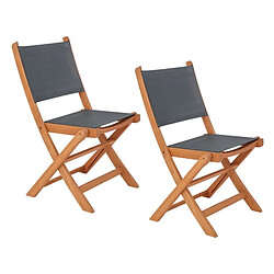 Lot de 2 Chaises de jardin - BOCARNEA - 2 pcs en Bois d'acacia certifié FSC® - Textilène - Chaises d'extérieur Pliable