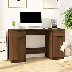 vidaXL Bureau avec armoire latérale Chêne marron Bois d'ingénierie