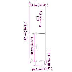 vidaXL Buffet haut Gris béton 34,5x34x180 cm Bois d'ingénierie pas cher