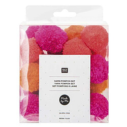 Rico 24 pompons en laine teintes fluo 