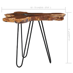 vidaXL Table basse 70x45 cm Bois de teck massif et polyrésine pas cher