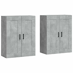 Maison Chic Lot de 2 Armoires murales,Meuble de Rangement,Armoire Suspendue gris béton bois d'ingénierie -MN42632