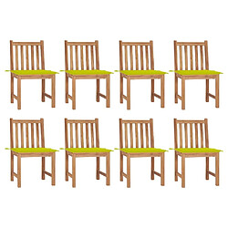 Maison Chic Lot de 8 Chaises de jardin,Fauteuil d'extérieur avec coussins Bois de teck massif -MN16336