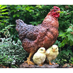 Vivid Arts Poule avec ses poussins en résine 35 cm.