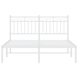 Maison Chic Lit adulte - Cadre de lit métal avec tête de lit pour chambre blanc 140x190 cm -MN35875 pas cher