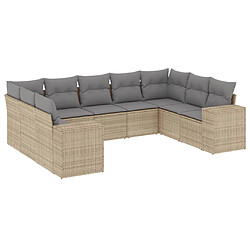 Maison Chic Salon de jardin avec coussins 9 pcs, Ensemble Tables et chaises de jardin, beige résine tressée -GKD495460