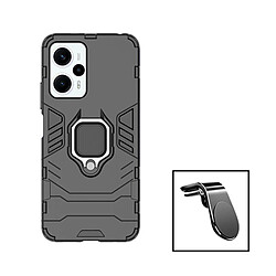 PHONECARE Kit Support Magnétique L Safe Driving Voiture + Coque 3X1 Military Defender pour Xiaomi Poco F5 - Noir