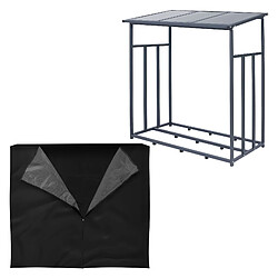 ML-Design Abri Bois de Chauffage, Étagère Rangement Extérieur Métal, Anthracite, XXL 187,5x70x185 cm, Abri à Bois de Cheminée 2,3 m³, Support Stable de Stockage Bûches de Bois, Housse de Protection