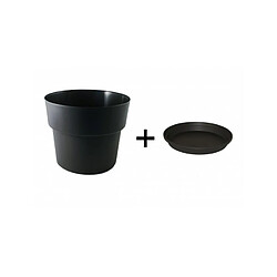 Chapelu Freres Pot et soucoupe COCORIPOT diametre 32cm H26cm- CHAPELU-Ardoise 