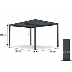 Acheter Habitat Et Jardin Pergola bioclimatique avec led Windsor en aluminium 3 x 4 - Gris