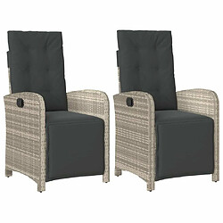 Maison Chic Lot de 2 Chaises inclinables de jardin avec repose-pied rotin -GKD48897