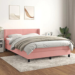 vidaXL Sommier à lattes de lit avec matelas Rose 140x200 cm Velours 