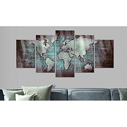 Decoshop26 Tableaux en verre acrylique décoration murale motif carte monde bronze II 100x50 cm TVA110172