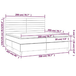 Acheter vidaXL Sommier à lattes de lit avec matelas Gris foncé 200x200cm Tissu