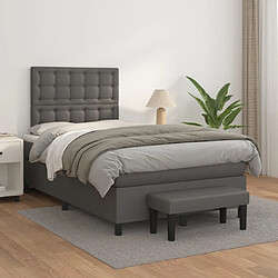 vidaXL Sommier à lattes de lit avec matelas Gris 120x200 cm Similicuir