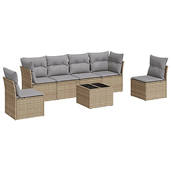 vidaXL Salon de jardin avec coussins 7 pcs beige résine tressée