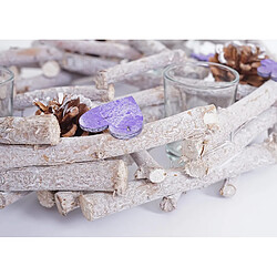 Decoshop26 Couronne de l'Avent ronde avec photophores décoration de Noël bois Ø 30cm violet-gris 04_0002561