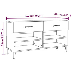 vidaXL Armoire à chaussure Blanc brillant 102x35x55 cm Bois ingénierie pas cher