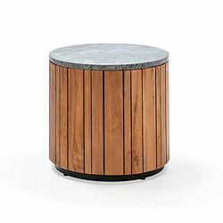 Table Basse Thai Natura Marron Gris Pierre bois de teck 54 x 50 x 54 cm