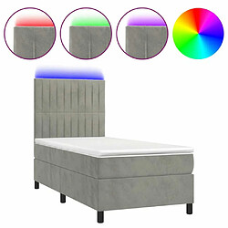 Sommier à lattes et matelas LED,Cadre à lattes de lit pour Adulte Gris clair 90x190cm Velours -MN61649