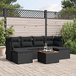 Maison Chic Ensemble Tables et chaises d'extérieur 7pcs avec coussins,Salon de jardin noir résine tressée -GKD749381