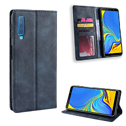 Etui en PU style vintage bleu pour votre Samsung Galaxy A7 (2018)