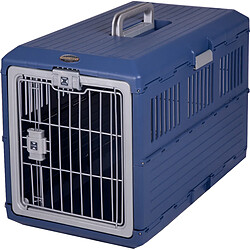 Iris Ohyama, Caisse de transport / cage de transport pliable 2 portes, pour chien et chat max 20 kg - Pet Carry - FC-670, plastique, bleu, 6 kg, 68,6 x 40,3 x 47,8 cm