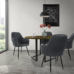 ML-Design Lot de 2 chaises de salle à manger rembourrée, asisse en velours, gris, en métal pas cher