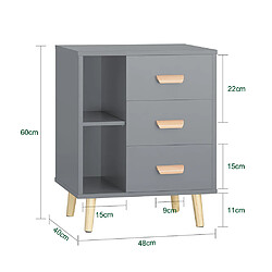 SoBuy FBT95-HG Table d’Appoint Bout de Canapé Table de Chevet Table de Nuit avec 3 tiroirs et 2 étagères de rangement 