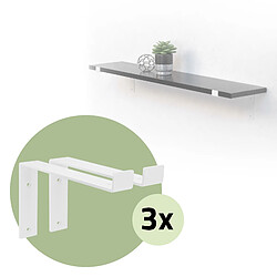 Lot de 4 Supports d'Étagère ML-Design 25x4x14,5 cm, en Métal, Blanc, Style Industriel