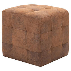 vidaXL 2 pcs Poufs Marron 30 x 30 x 30 cm Similicuir daim