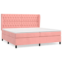 vidaXL Sommier à lattes de lit avec matelas Rose 200x200 cm Velours