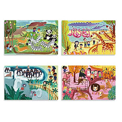 PLAN TOYS valisette 4 puzzles Les animaux du zoo