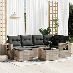 vidaXL Salon de jardin avec coussins 7 pcs gris clair résine tressée 