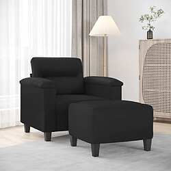 vidaXL Fauteuil avec repose-pied Noir 60 cm Similicuir