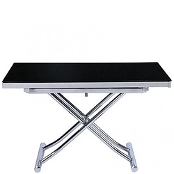 Inside 75 Table basse relevable et extensible NEWJUMP verre noir pied chromé