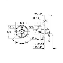 MITIGEUR MONOCOMMANDE ENCASTRE DOUCHE ET BAIGNOIRE NEW CONCETTO GROHE AVEC INVERSEUR