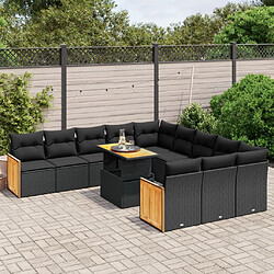 Maison Chic Salon de jardin 11 pcs avec coussins, Ensemble Tables et chaises d'extérieur noir résine tressée -GKD471426