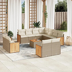 Maison Chic Salon de jardin avec coussins 12 pcs | Ensemble de Table et chaises | Mobilier d'Extérieur beige résine tressée -GKD61256