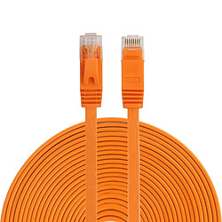 Wewoo Câble réseau LAN plat Ethernet Orange ultra-plat 15m CAT6, cordon de raccordement RJ45