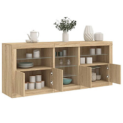 Maison Chic Commode Buffet - Meuble de rangement avec lumières LED chêne sonoma 181,5x37x67 cm -GKD14695