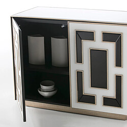 Buffet Thai Natura Blanc Noir Doré Verre Bois MDF 98 x 74 x 45 cm