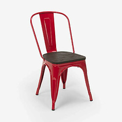 Avis Ahd Amazing Home Design Chaises industrielles en bois et acier Tolix pour cuisine et bar Steel Wood, Couleur: Rouge