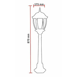 Tradex DE JARDIN 870 MM VERRE NOIR LANTERNE E27 LUMIÈRE EXTÉRIEURE ALUMINIUM ES39