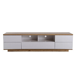 Sweiko Meuble TV Armoire TV moderne avec veines de bois en bloc de couleur blanc 180 cm pour Salon